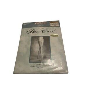 VTG Worthington Sheer Caress Satiny Control Top Pantyhose Queen Short Lt. Gray